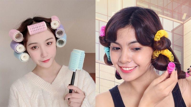 Giữ nếp tóc uốn xoăn bằng ống lô