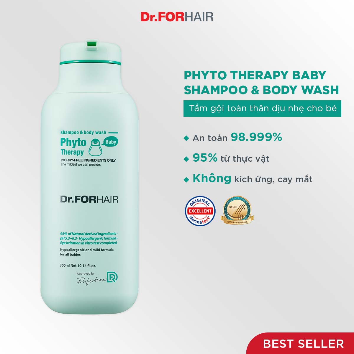 Tắm Gội Toàn Thân 2 Trong 1 An Toàn Cho Bé Dr.FORHAIR PHYTO THERAPY BABY 300ml