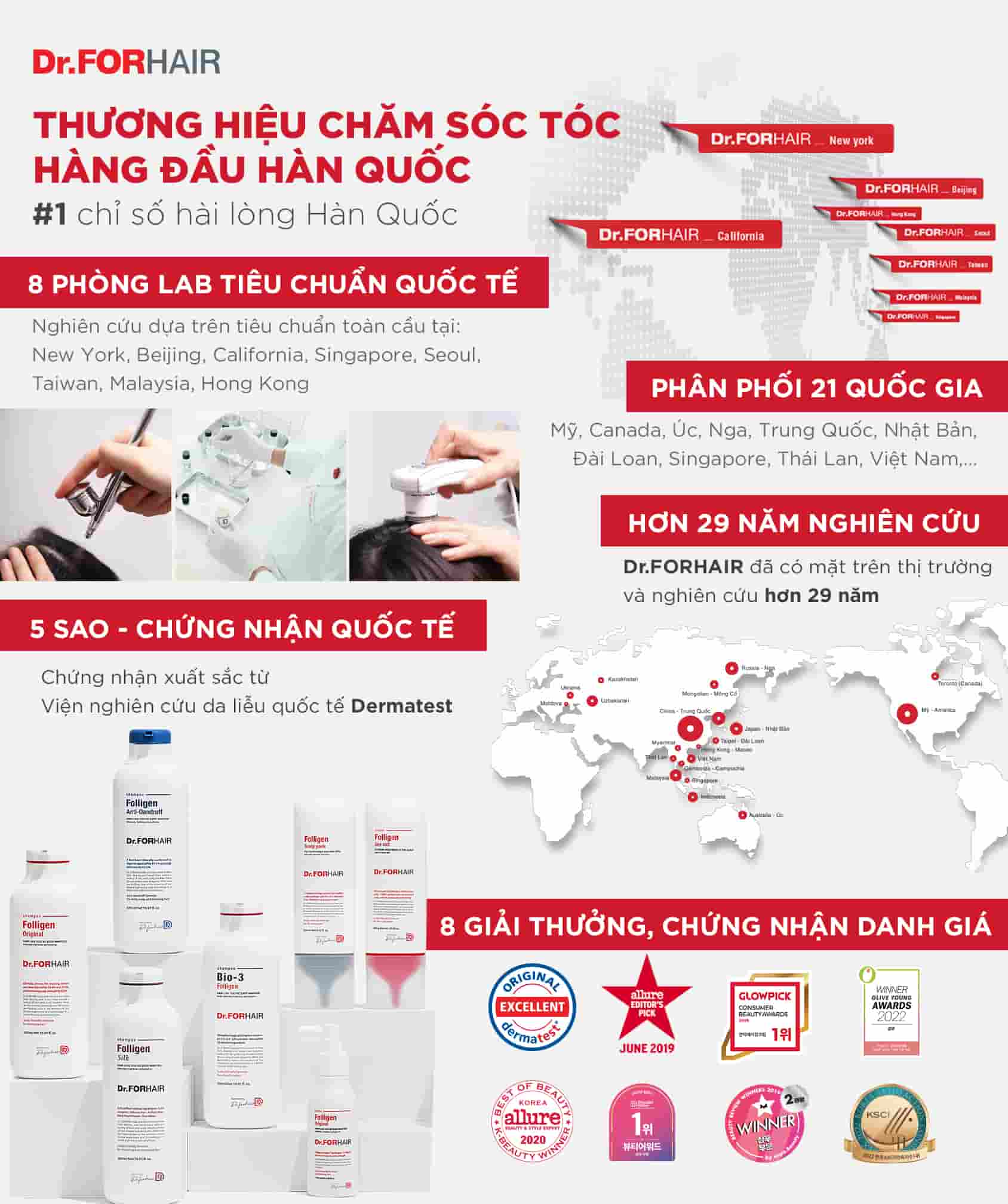 Thương hiệu Dr.FORHAIR đã có hơn 29 năm nghiên cứu và phát triển các sản phẩm chăm sóc tóc