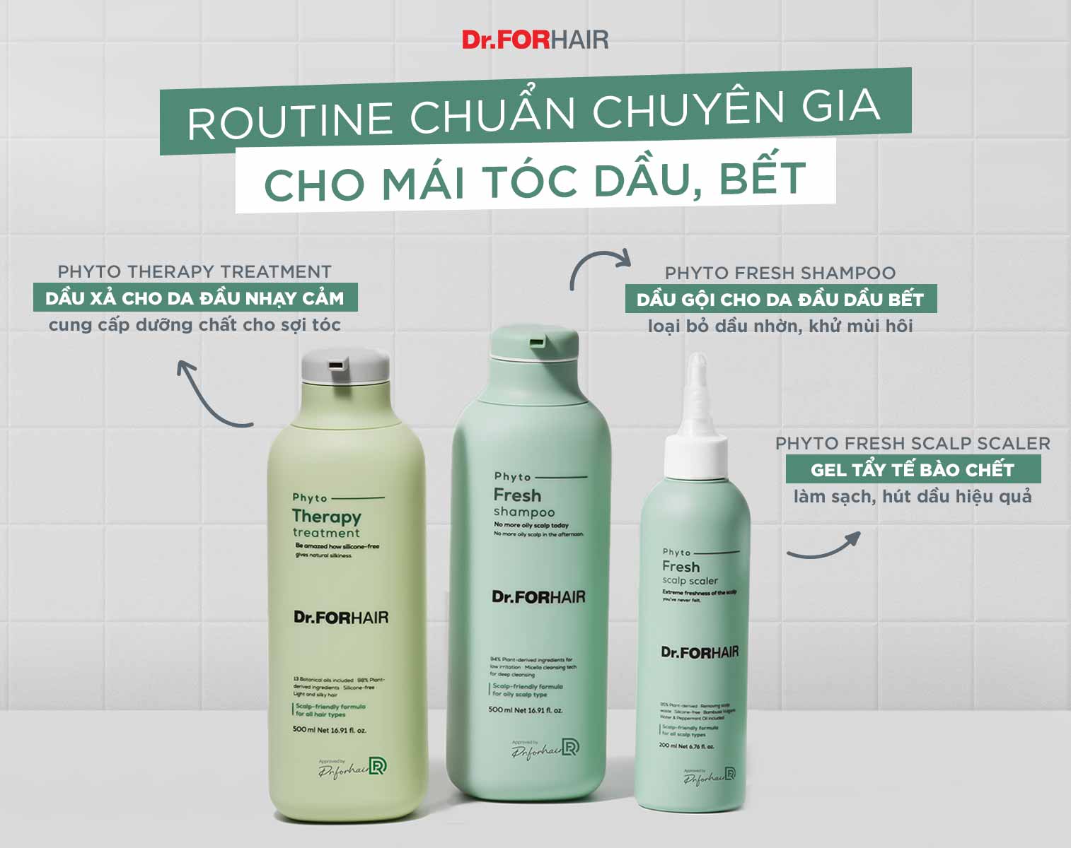 Liệu trình chăm sóc tóc cho da đầu nhờn bết, có mùi hôi của Dr.FORHAIR