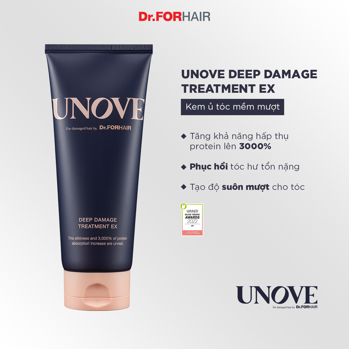 Kem xả hỗ trợ tóc hư tổn nặng UNOVE DEEP DAMAGE TREATMENT EX 40ml - 207ml