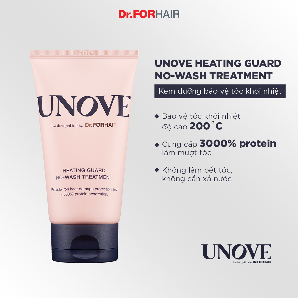 Kem dưỡng không xả bảo vệ tóc duỗi ở nhiệt độ cao UNOVE HEATING GUARD NO-WASH TREATMENT 147ml
