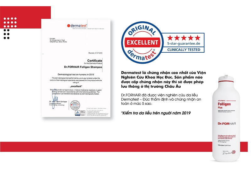 Sản phẩm đạt chứng nhận cao nhất của viện Dermatest
