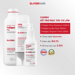 Bộ gội xả dưỡng hỗ trợ mọc tóc, nuôi dưỡng da đầu khỏe mạnh của Dr.FORHAIR FOLLIGEN PLUS x FOLLIGEN SCALP PACK x FOLLIGEN ORIGINAL TONIC